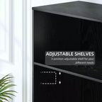PexFix Armoire de rangement sans porte en bois 49x31x16, bibliothèque et armoire de bureau pour cuisine, chambre à coucher, entrée, salon, salle à manger, noir