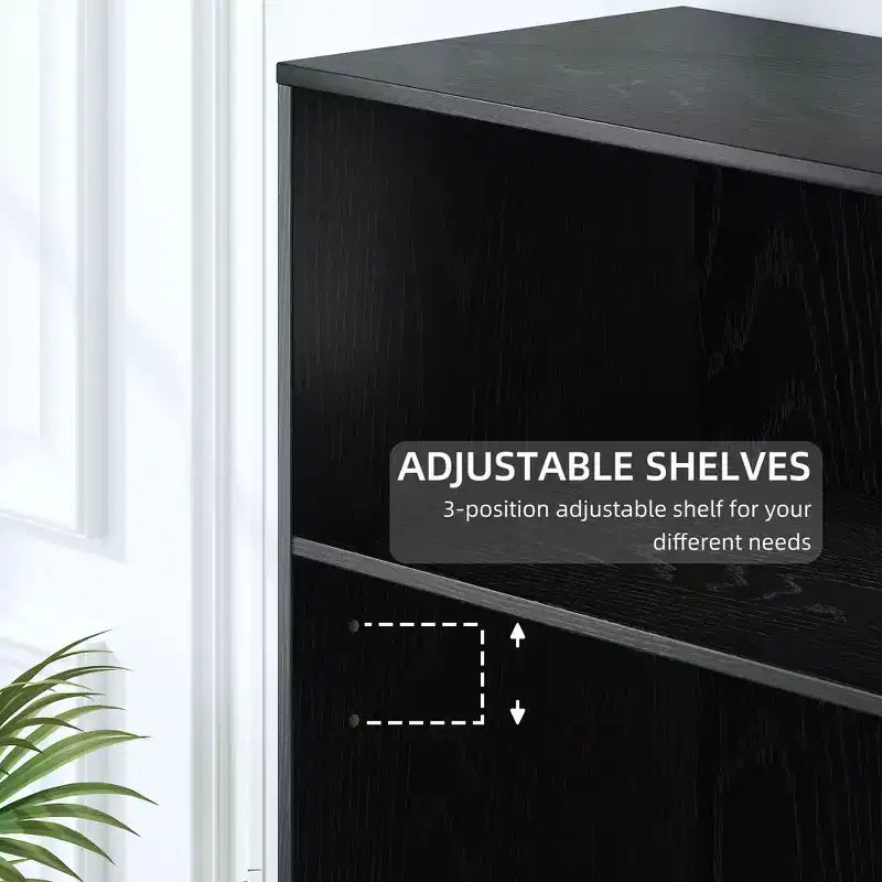 PexFix Armoire de rangement sans porte en bois 49x31x16, bibliothèque et armoire de bureau pour cuisine, chambre à coucher, entrée, salon, salle à manger, noir