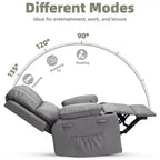 Fauteuil inclinable pivotant manuel surdimensionné GustoWave avec chauffage et massage, canapé inclinable pivotant rembourré en similicuir pour adultes