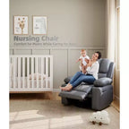 Fauteuil inclinable pivotant manuel surdimensionné GustoWave avec chauffage et massage, canapé inclinable pivotant rembourré en similicuir pour adultes