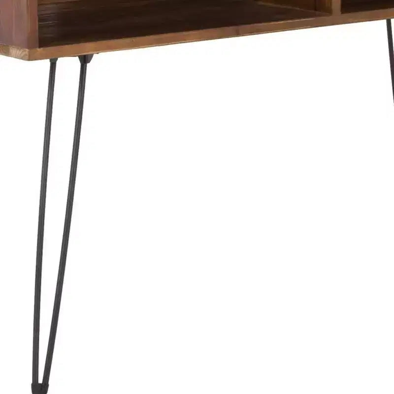Meuble TV HomeRoots 48 avec étagères ouvertes en métal noir et marron et bois recyclé