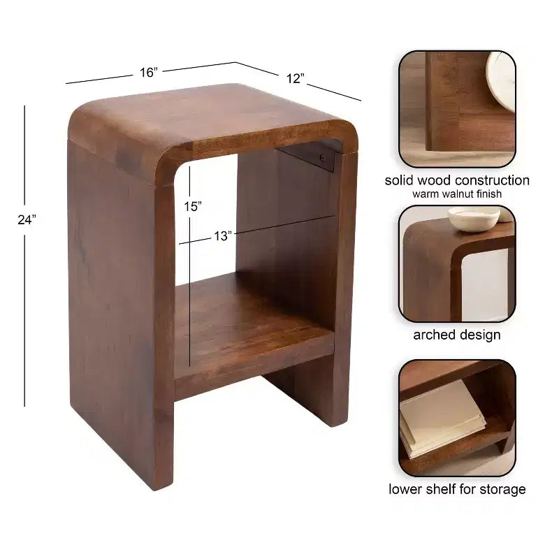 Table d'appoint Kate and Laurel Reddy Radius Arch, 16x12x24, Noyer Brun
