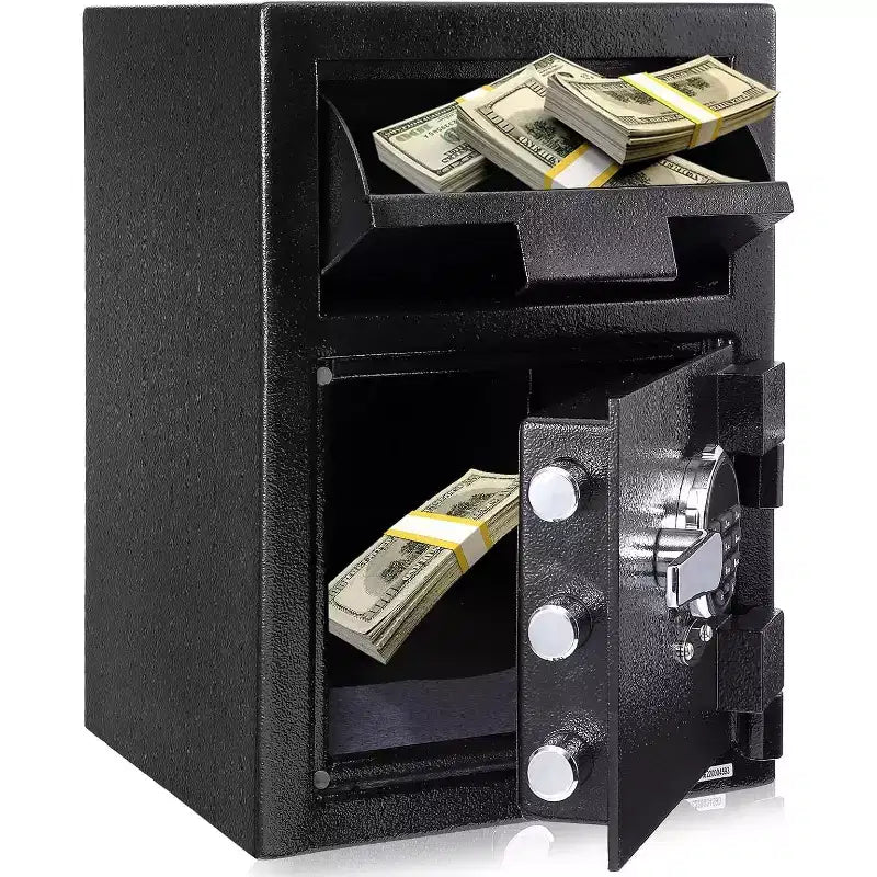 Heavy-Duty Depository Safe with Digital Keypad & Drop Slot for Cash and Document Security
