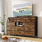 Commode à 14 tiroirs avec plateau en bois et 2 étagères | Grand organisateur de rangement en tissu pour chambre, salon et placard