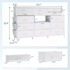 Commode à 14 tiroirs avec plateau en bois et 2 étagères | Grand organisateur de rangement en tissu pour chambre, salon et placard