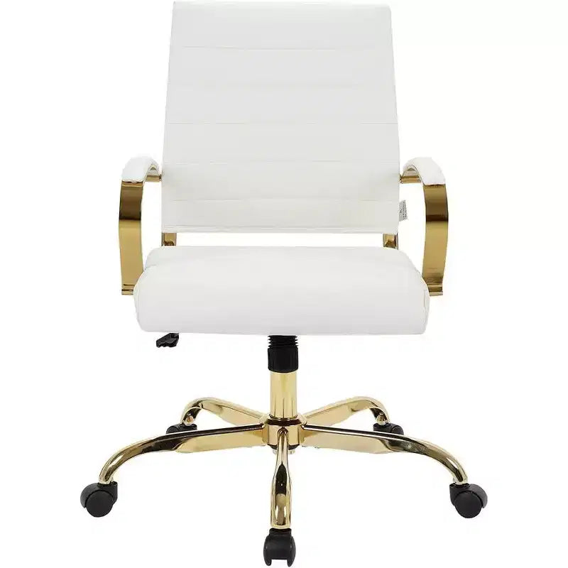 HomeStock Fauteuils de bureau pivotants, hauteur fixe de 23 po, en similicuir beige