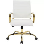 HomeStock Fauteuils de bureau pivotants, hauteur fixe de 23 po, en similicuir beige