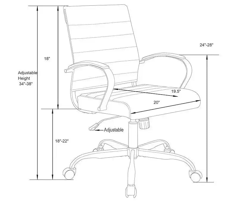 HomeStock Fauteuils de bureau pivotants, hauteur fixe de 23 po, en similicuir beige