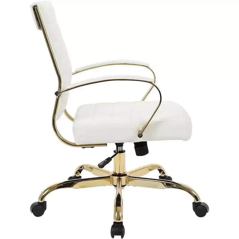 HomeStock Fauteuils de bureau pivotants, hauteur fixe de 23 po, en similicuir beige