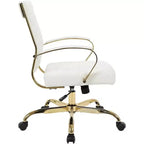 HomeStock Fauteuils de bureau pivotants, hauteur fixe de 23 po, en similicuir beige
