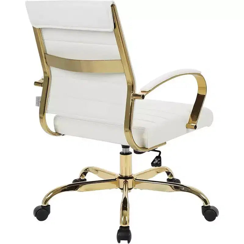 HomeStock Fauteuils de bureau pivotants, hauteur fixe de 23 po, en similicuir beige