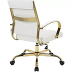 HomeStock Fauteuils de bureau pivotants, hauteur fixe de 23 po, en similicuir beige