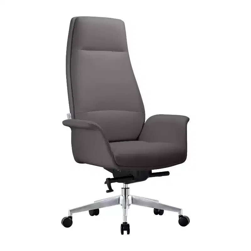 Chaise de bureau ergonomique HomeStock, hauteur fixe 94 cm, revêtement en similicuir noir, avec support lombaire