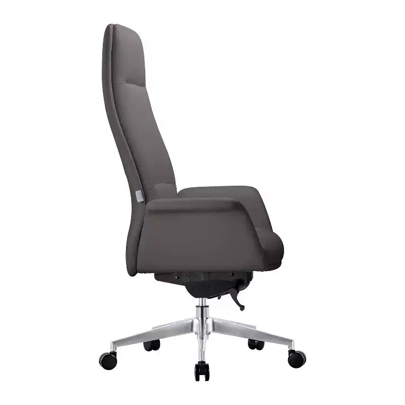 Chaise de bureau ergonomique HomeStock, hauteur fixe 94 cm, revêtement en similicuir noir, avec support lombaire