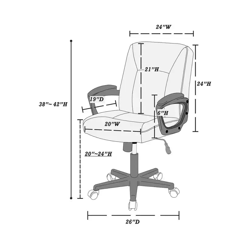 Chaise de bureau ergonomique HomeStock, réglable en hauteur, avec assise en similicuir doré et pivotante, 116,84 cm de hauteur