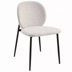 Lot de 2 chaises de salle à manger Royal Hampton, Bouclé blanc, Métal noir élégant