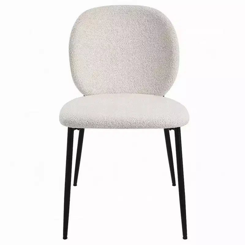 Lot de 2 chaises de salle à manger Royal Hampton, Bouclé blanc, Métal noir élégant