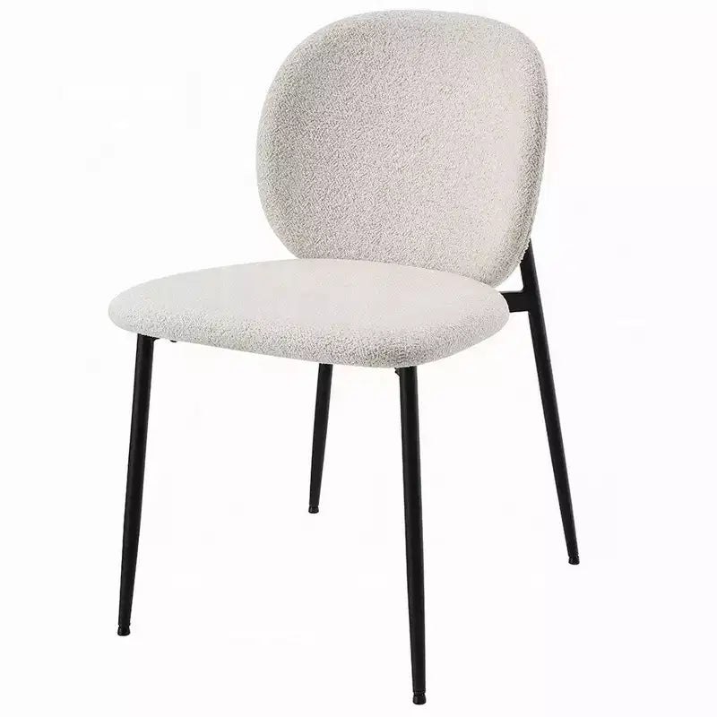 Lot de 2 chaises de salle à manger Royal Hampton, Bouclé blanc, Métal noir élégant
