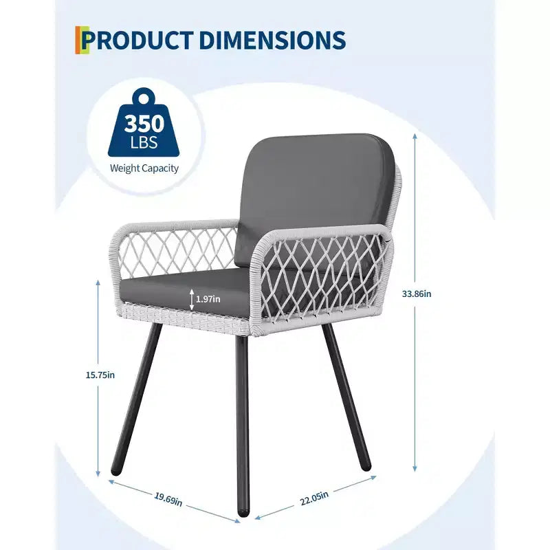 COZONY Ensemble de 4 chaises de salle à manger de patio, chaises d'extérieur empilables en osier avec coussins et cadre en métal pour jardin et patio