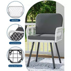 COZONY Ensemble de 4 chaises de salle à manger de patio, chaises d'extérieur empilables en osier avec coussins et cadre en métal pour jardin et patio