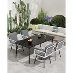 COZONY Ensemble de 4 chaises de salle à manger de patio, chaises d'extérieur empilables en osier avec coussins et cadre en métal pour jardin et patio