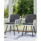 COZONY Ensemble de 4 chaises de salle à manger de patio, chaises d'extérieur empilables en osier avec coussins et cadre en métal pour jardin et patio