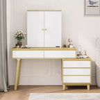 Coiffeuse avec miroir et lumières, Petite table de maquillage avec tiroirs, Bureau de maquillage pour adolescentes et femmes