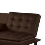 Canapé-lit futon Royal Hampton, plateau rabattable et porte-gobelet, similicuir marron