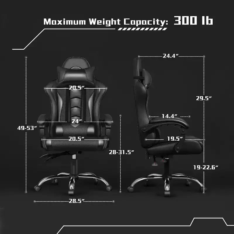 Chaise de jeu ergonomique Yaheetech en cuir PU, chaise de bureau exécutive avec accoudoirs rembourrés