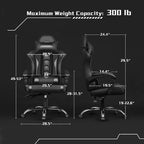 Chaise de jeu ergonomique Yaheetech en cuir PU, chaise de bureau exécutive avec accoudoirs rembourrés