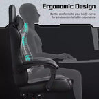 Chaise de jeu ergonomique Yaheetech en cuir PU, chaise de bureau exécutive avec accoudoirs rembourrés