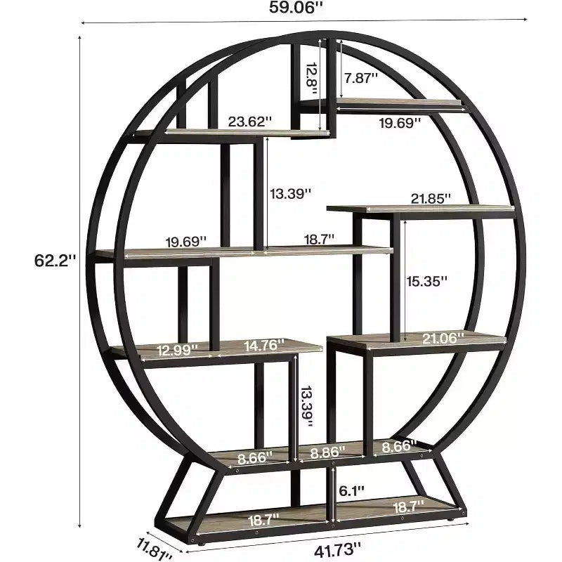 Étagère Lantine, bibliothèque industrielle en bois de 160 cm avec étagères décalées, organisateur de rangement, étagère de présentation pour bureau à domicile, salon, gris