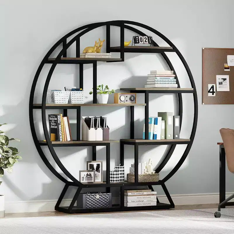 Étagère Lantine, bibliothèque industrielle en bois de 160 cm avec étagères décalées, organisateur de rangement, étagère de présentation pour bureau à domicile, salon, gris