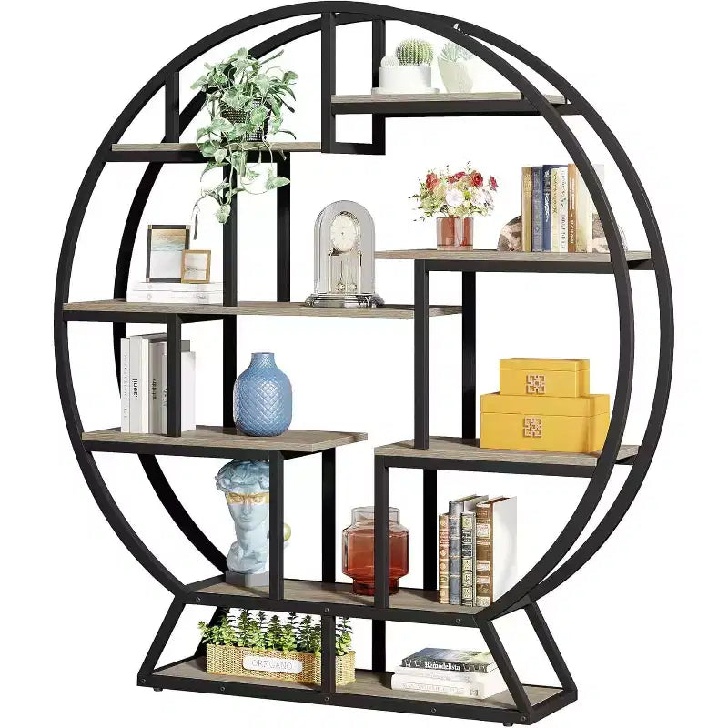 Étagère Lantine, bibliothèque industrielle en bois de 160 cm avec étagères décalées, organisateur de rangement, étagère de présentation pour bureau à domicile, salon, gris