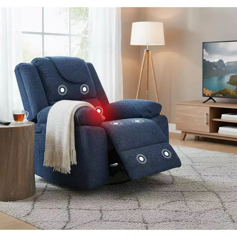 Fauteuil inclinable de chambre d'enfant GustoWave, fauteuil inclinable berçant pivotant à 306° avec massage vibrant et chauffage pour salon/chambre à coucher