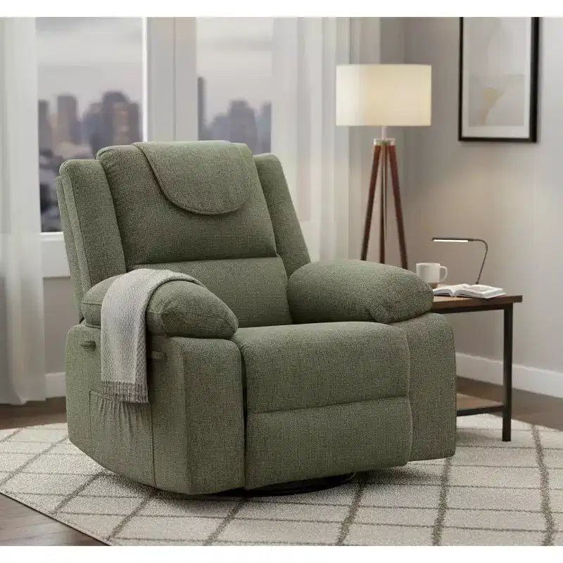 Fauteuil inclinable de chambre d'enfant GustoWave, fauteuil inclinable berçant pivotant à 306° avec massage vibrant et chauffage pour salon/chambre à coucher