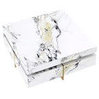 Table basse carrée Table de salon Table d'appoint Canapé Table d'appoint flottante avec 4 tiroirs et motif marbre, Blanc - ModernLuxe