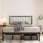 COZONY Cadre de lit plateforme en métal avec tête de lit, sommier tapissier non requis avec rangement sous le lit