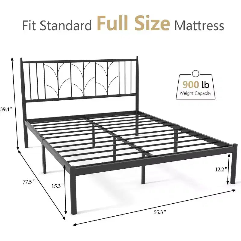 COZONY Cadre de lit plateforme en métal avec tête de lit, sommier tapissier non requis avec rangement sous le lit