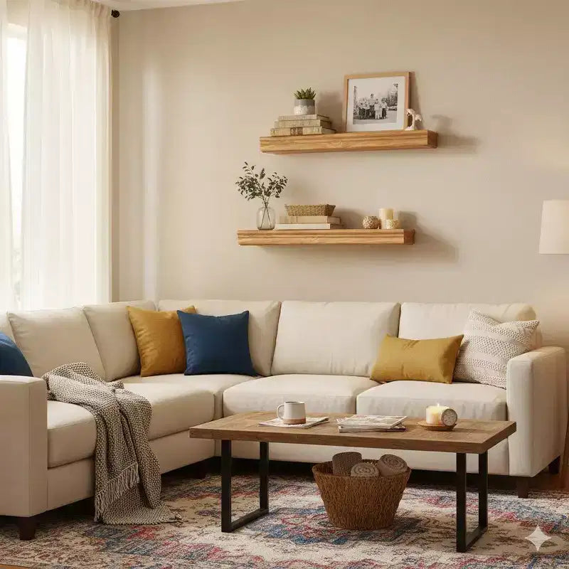 FurnitureR Lot de 2 étagères flottantes, étagères murales en MDF ton bois naturel pour la décoration et le rangement de la maison, parfaites pour la chambre, le salon, la salle de bain, la cuisine