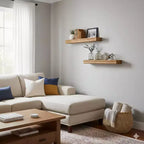 FurnitureR Lot de 2 étagères flottantes, étagères murales en MDF ton bois naturel pour la décoration et le rangement de la maison, parfaites pour la chambre, le salon, la salle de bain, la cuisine