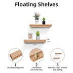 FurnitureR Lot de 2 étagères flottantes, étagères murales en MDF ton bois naturel pour la décoration et le rangement de la maison, parfaites pour la chambre, le salon, la salle de bain, la cuisine