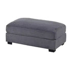 Pouf-ottoman cocktail Royal Hampton, velours côtelé gris foncé, pieds noirs, 45 x 28 pouces