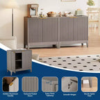 31,5" Buffet cannelé moderne avec 2 portes - Bahut du milieu du siècle, meuble de bar et console pour cuisine, salle à manger, entrée