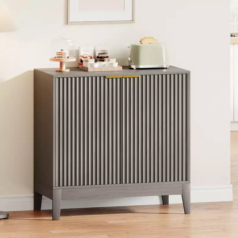 31,5" Buffet cannelé moderne avec 2 portes - Bahut du milieu du siècle, meuble de bar et console pour cuisine, salle à manger, entrée