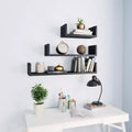 Shelf Set of 3 Black Engineered wood Large Wall-mounted