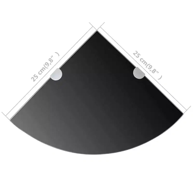 Étagère d'angle en verre trempé noir Petit montage mural