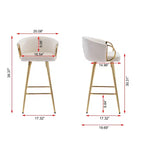 Okak Lot de 2 tabourets de bar de 30 pouces hauteur comptoir, tabourets de bar rembourrés avec repose-pieds chromé et dossier en velours, chaises de bar pour cuisine