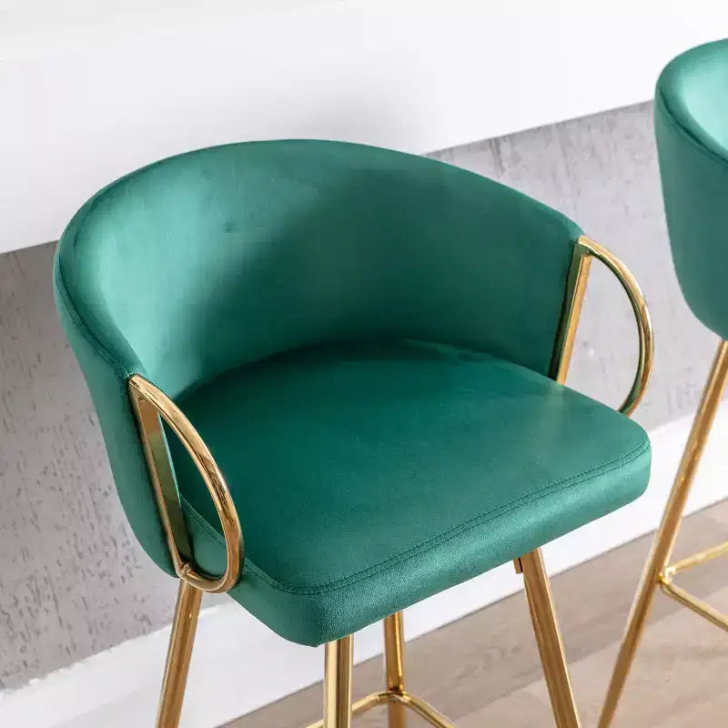 Okak Lot de 2 tabourets de bar de 30 pouces hauteur comptoir, tabourets de bar rembourrés avec repose-pieds chromé et dossier en velours, chaises de bar pour cuisine