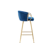Okak Lot de 2 tabourets de bar de 30 pouces hauteur comptoir, tabourets de bar rembourrés avec repose-pieds chromé et dossier en velours, chaises de bar pour cuisine